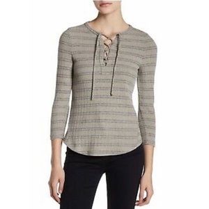 NWOT Lucky Brand Ribbed Lace Up Henley